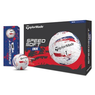 TaylorMade SpeedSoft Ink pelotas de golf, azul/rojo