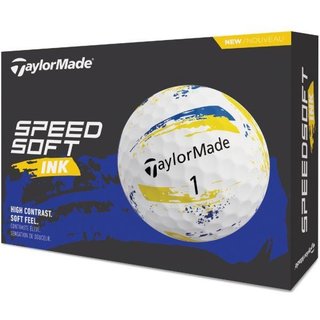 TaylorMade SpeedSoft Ink pelotas de golf, amarillo/azul