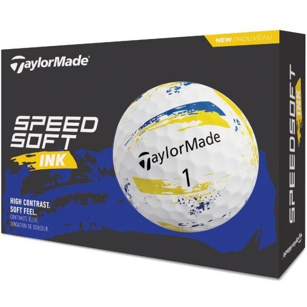 TaylorMade SpeedSoft Ink pelotas de golf, amarillo/azul