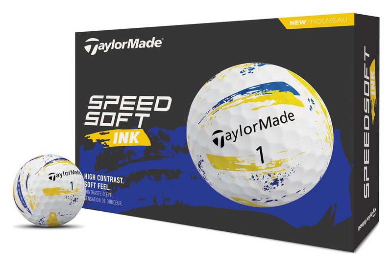 TaylorMade SpeedSoft Ink pelotas de golf, amarillo/azul