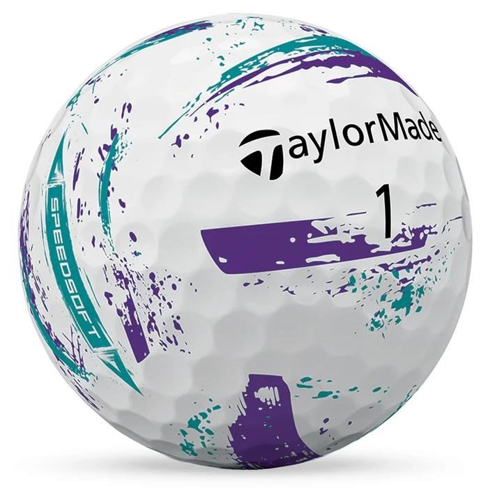TaylorMade SpeedSoft Ink pelotas de golf, morado/verde azulado