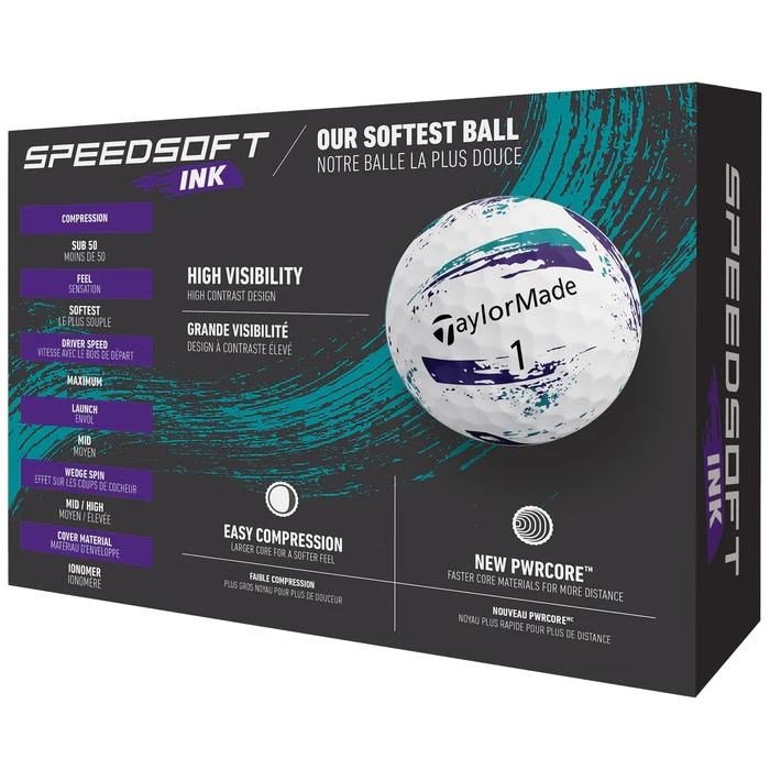 TaylorMade SpeedSoft Ink pelotas de golf, morado/verde azulado