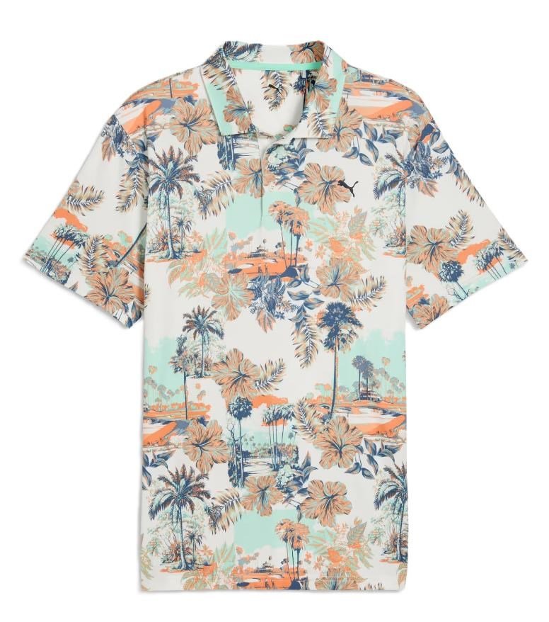 Puma Cloudspun Palm polo de hombre, warm white/mint jelly/melon glow