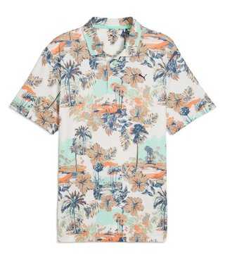 Puma Cloudspun Palm polo de hombre, warm white/mint jelly/melon glow