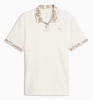 Puma Modalon Floral Rib polo de hombre, warm white/ice coffee