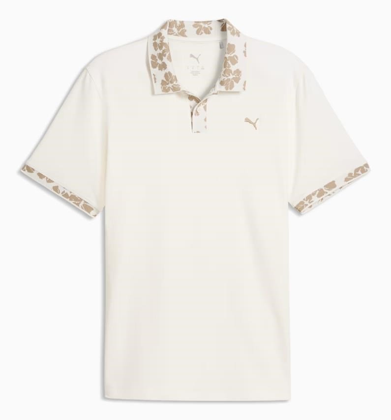 Puma Modalon Floral Rib polo de hombre, warm white/ice coffee
