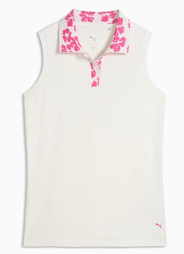 Puma Modalon Floral Rib Sleeveless polo de mujer, warm white/pink opal