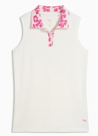 Puma Modalon Floral Rib Sleeveless polo de mujer, warm white/pink opal