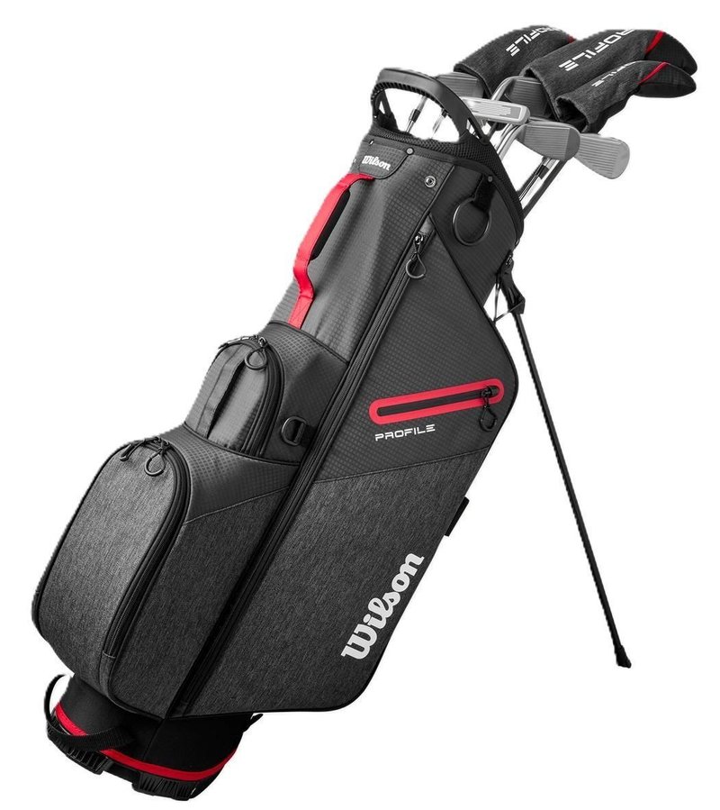 Wilson Profile set de golf para hombre, acero, MRH + bolsa, negro/rojo/plata