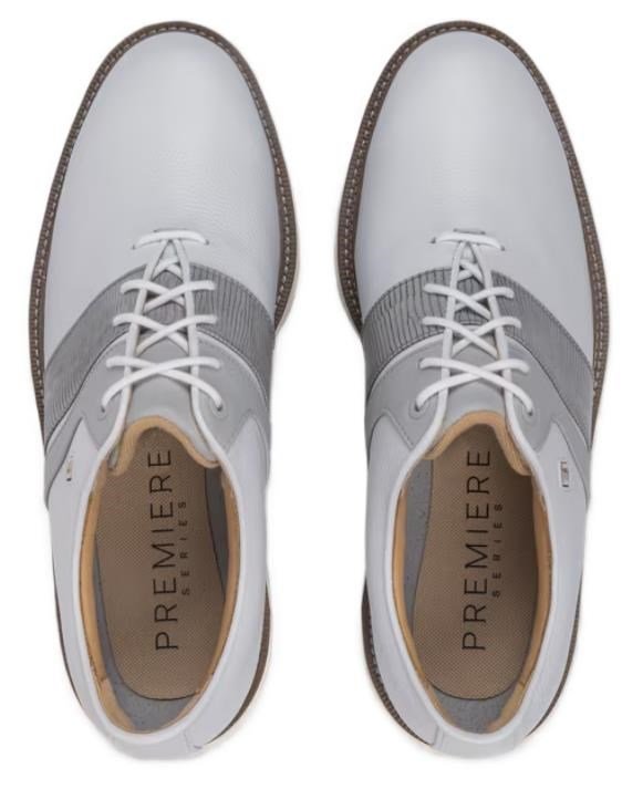 FootJoy Premiere Series Packard zapatos de golf para hombre, blanco/gris