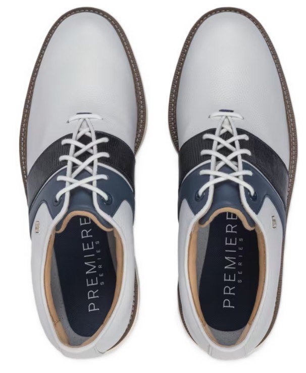 FootJoy Premiere Series Packard zapatos de golf para hombre, blanco/azul