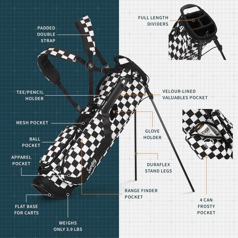 Sunday Golf El Camino pencil bag, negro/blanco checker