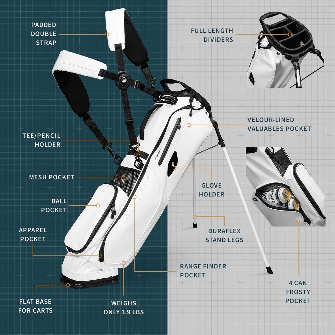 Sunday Golf El Camino S-Class pencil bag, blanco