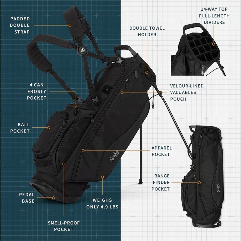 Sunday Golf Ryder 14 way stand bag, negro