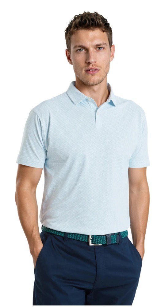FootJoy Modernist Geo Pique polo de hombre, blanco/azul hielo
