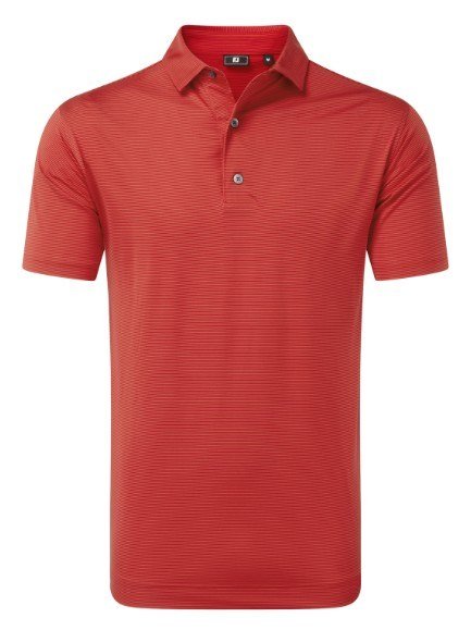 FootJoy Micro Feeder Stripe Lisle polo de hombre, rojo tonal