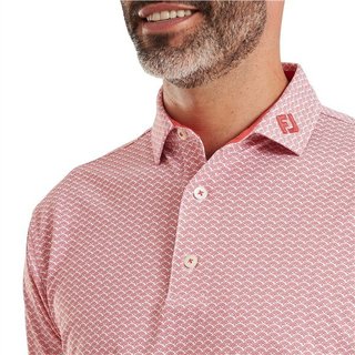 FootJoy Scallop Geo Pique polo de hombre, nantucket red
