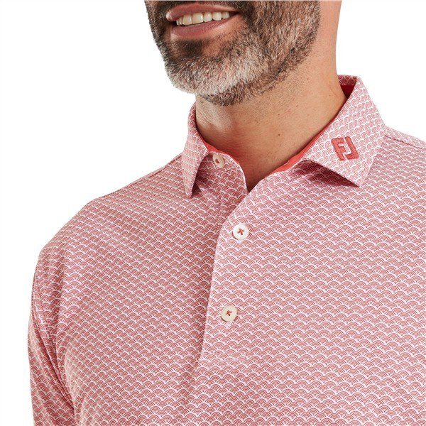 FootJoy Scallop Geo Pique polo de hombre, nantucket red