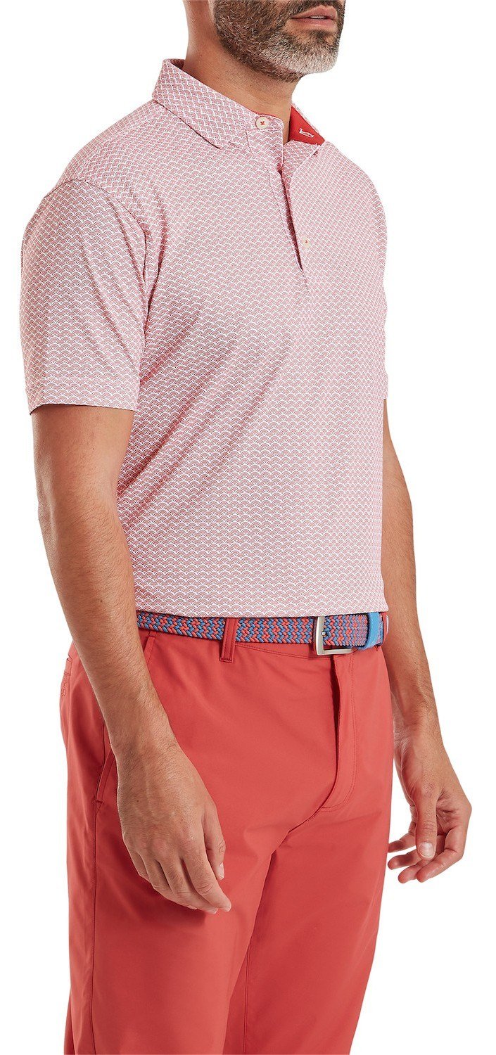 FootJoy Scallop Geo Pique polo de hombre, nantucket red