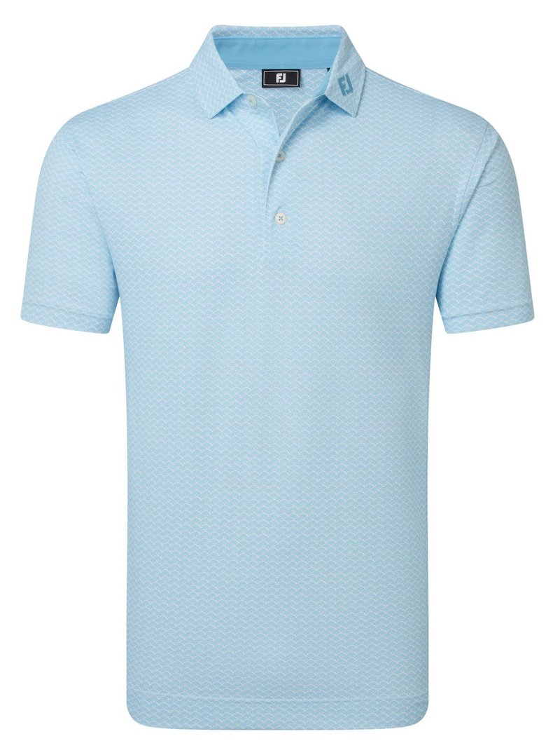 FootJoy Scallop Geo Pique polo de hombre, blue reef
