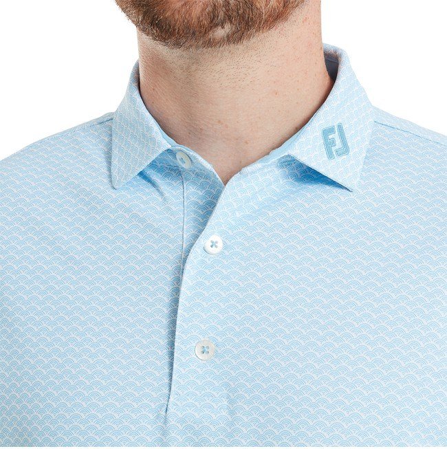 FootJoy Scallop Geo Pique polo de hombre, blue reef