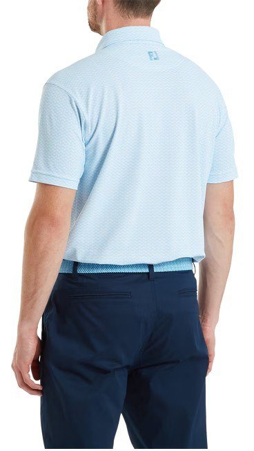 FootJoy Scallop Geo Pique polo de hombre, blue reef