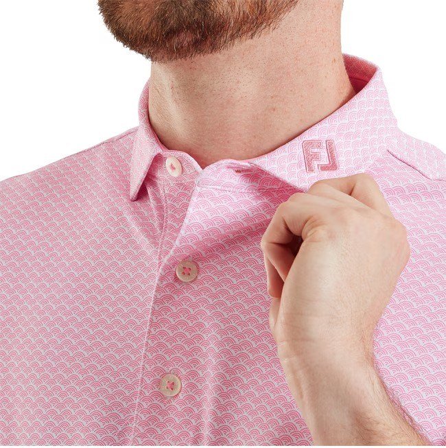 FootJoy Scallop Geo Pique polo de hombre, pink pop