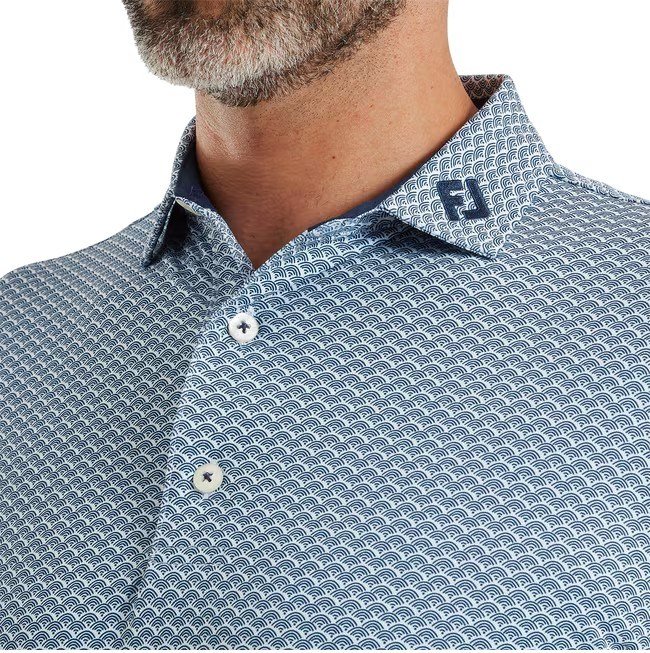 FootJoy Scallop Geo Pique polo de hombre, navy
