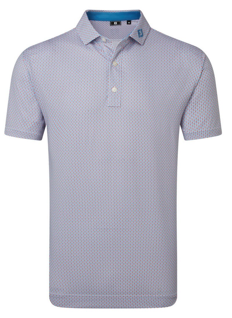 FootJoy Nautical Flag Print Lisle polo de hombre, nantucket red/coastal blue