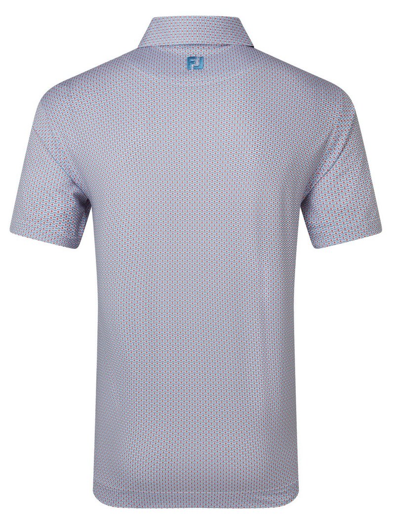 FootJoy Nautical Flag Print Lisle polo de hombre, nantucket red/coastal blue
