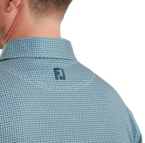 FootJoy Nautical Flag Print Lisle polo de hombre, field green/navy