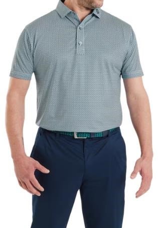 FootJoy Nautical Flag Print Lisle polo de hombre, field green/navy