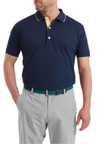 FootJoy FJ Wordmark Pique polo de hombre, azul marino