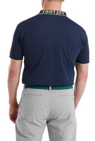 FootJoy FJ Wordmark Pique polo de hombre, azul marino