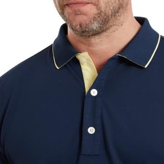 FootJoy FJ Wordmark Pique polo de hombre, azul marino