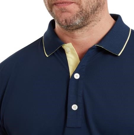 FootJoy FJ Wordmark Pique polo de hombre, azul marino