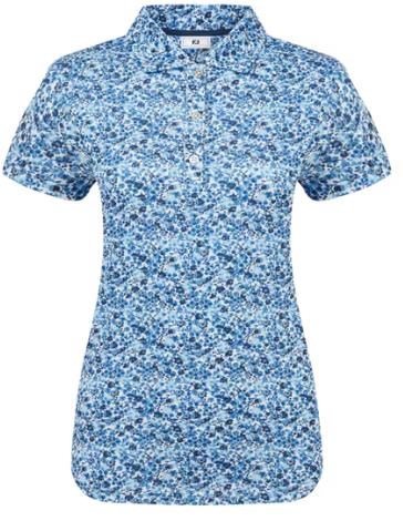FootJoy Cap Sleeve Lisle polo de mujer, navy floral print