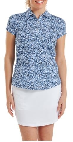 FootJoy Cap Sleeve Lisle polo de mujer, navy floral print