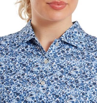 FootJoy Cap Sleeve Lisle polo de mujer, navy floral print