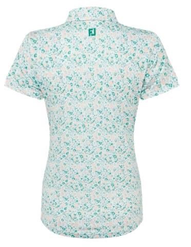 FootJoy Cap Sleeve Lisle polo de mujer, tile blue floral print