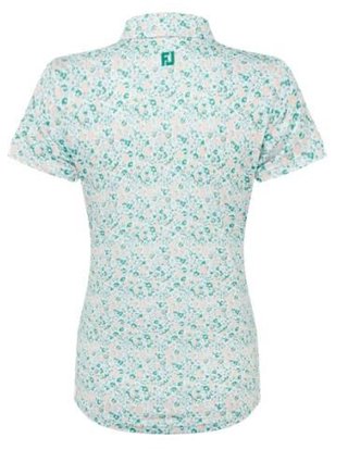 FootJoy Cap Sleeve Lisle polo de mujer, tile blue floral print