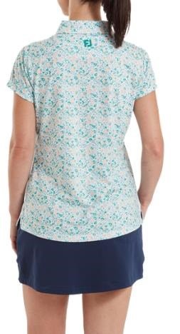FootJoy Cap Sleeve Lisle polo de mujer, tile blue floral print