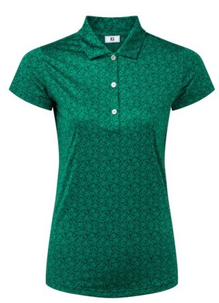 FootJoy Painted Floral Cap Sleeve Lisle polo de mujer, field green