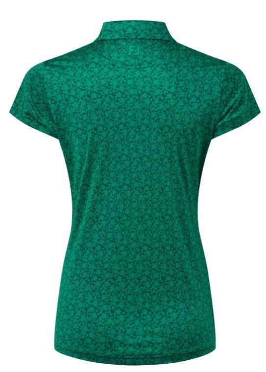FootJoy Painted Floral Cap Sleeve Lisle polo de mujer, field green