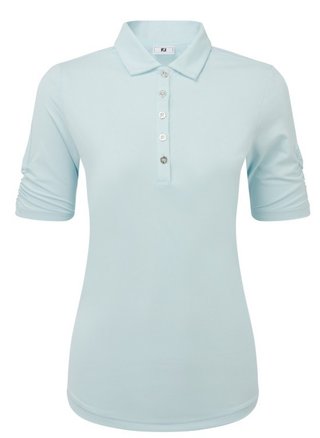 FootJoy Half Sleeve Ruched Lisle polo de mujer, azul glacial