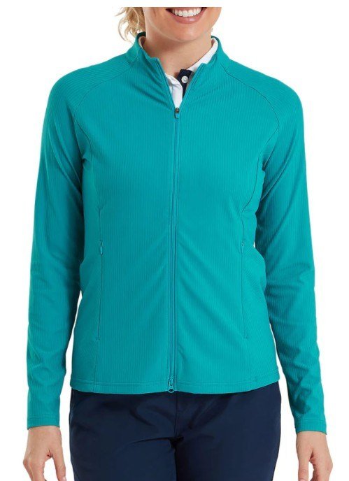 FootJoy Full-Zip Rib Midlayer sudadera de mujer, tile blue