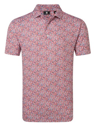 FootJoy Meadow Print Lisle polo de hombre, nantucket red/hambray/coastal blue