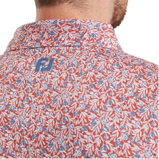 FootJoy Meadow Print Lisle polo de hombre, nantucket red/hambray/coastal blue