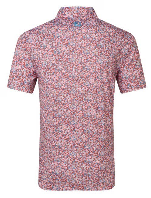 FootJoy Meadow Print Lisle polo de hombre, nantucket red/hambray/coastal blue