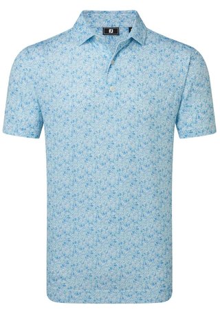 FootJoy Meadow Print Lisle polo de hombre, blue reef/sea glass/deep reef